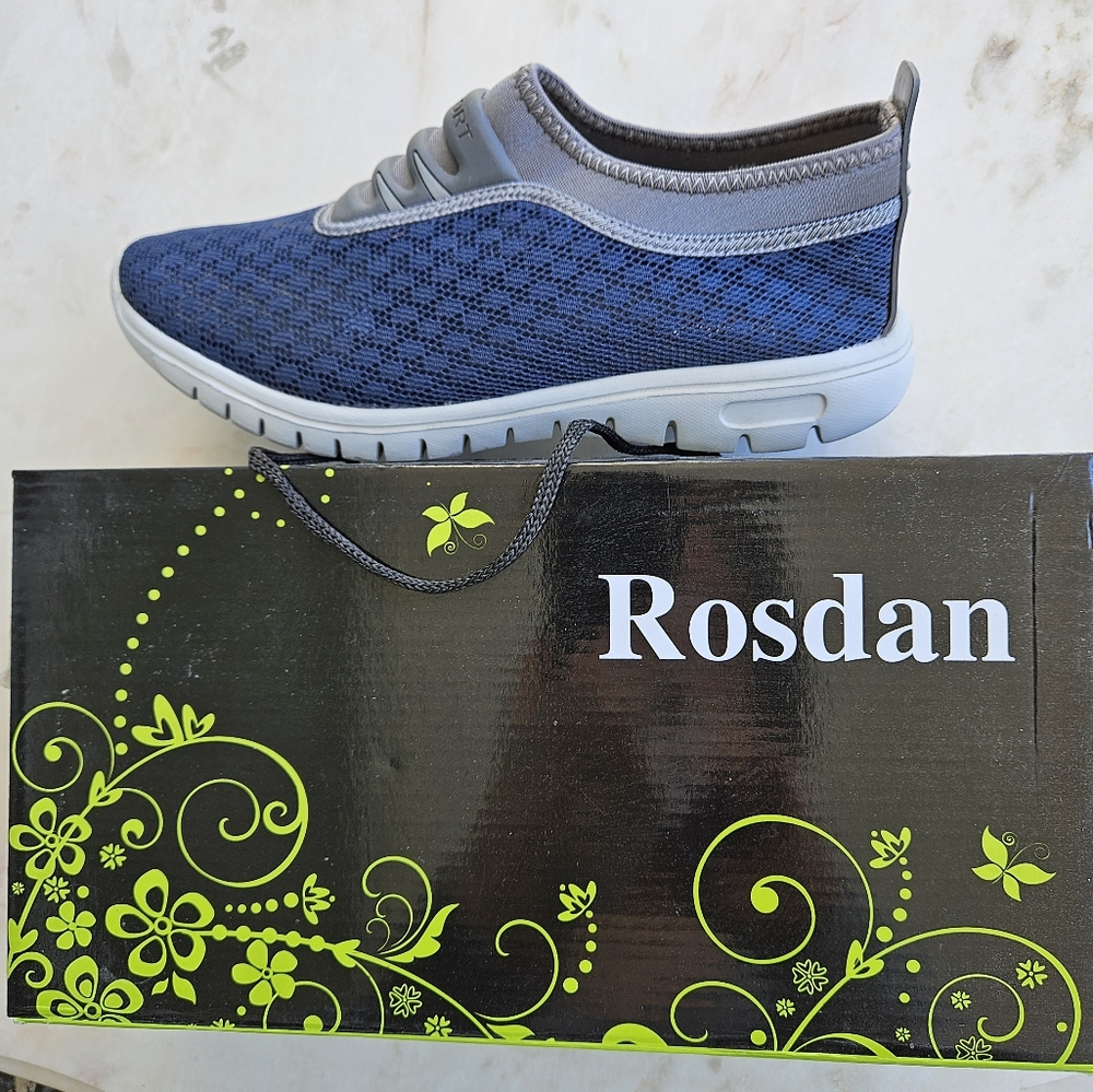 Rosdan Navy and Gray Mesh Slip-on Sneakers Size 40